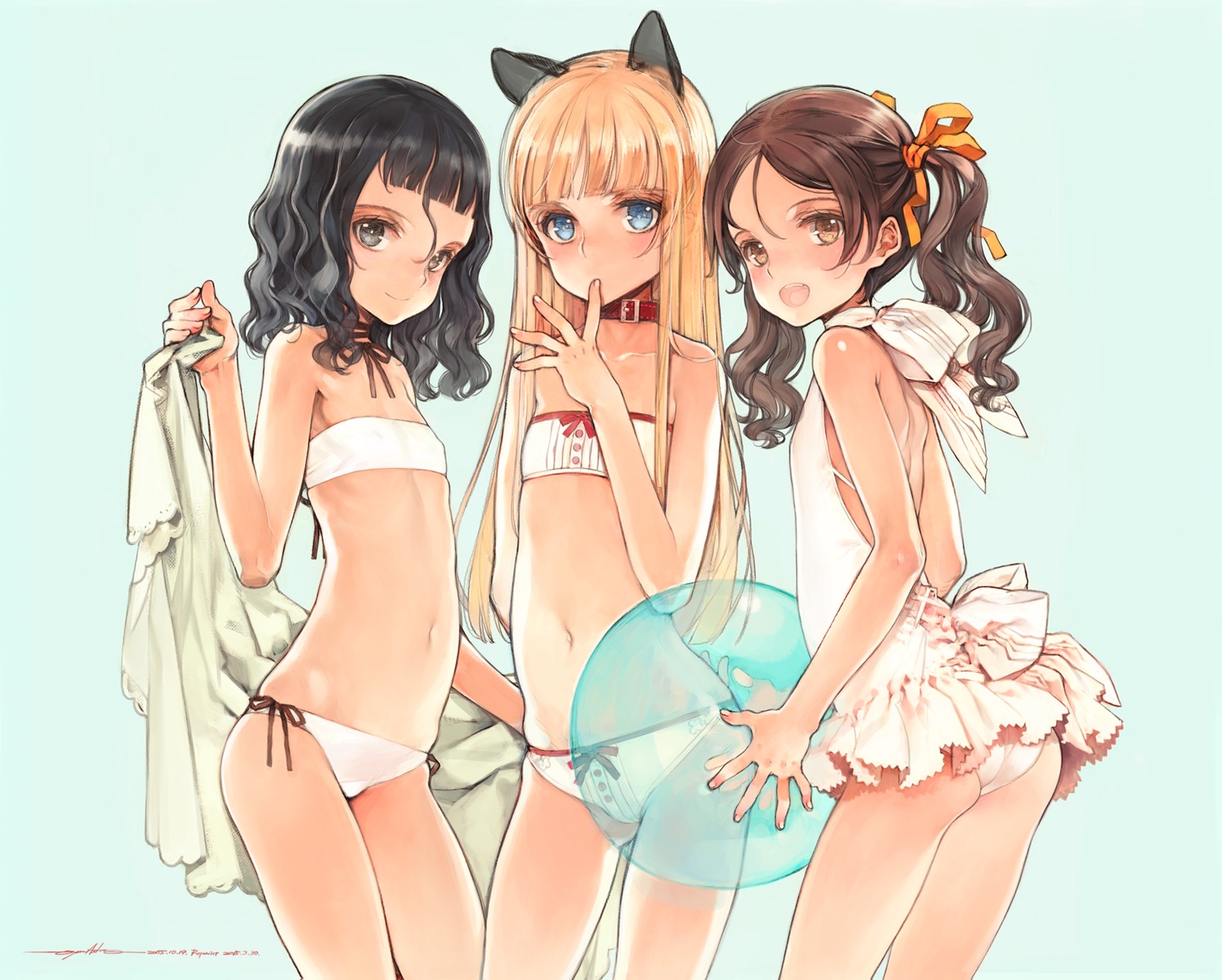 animal_ears ass bikini loli oyari_ashito swimsuits