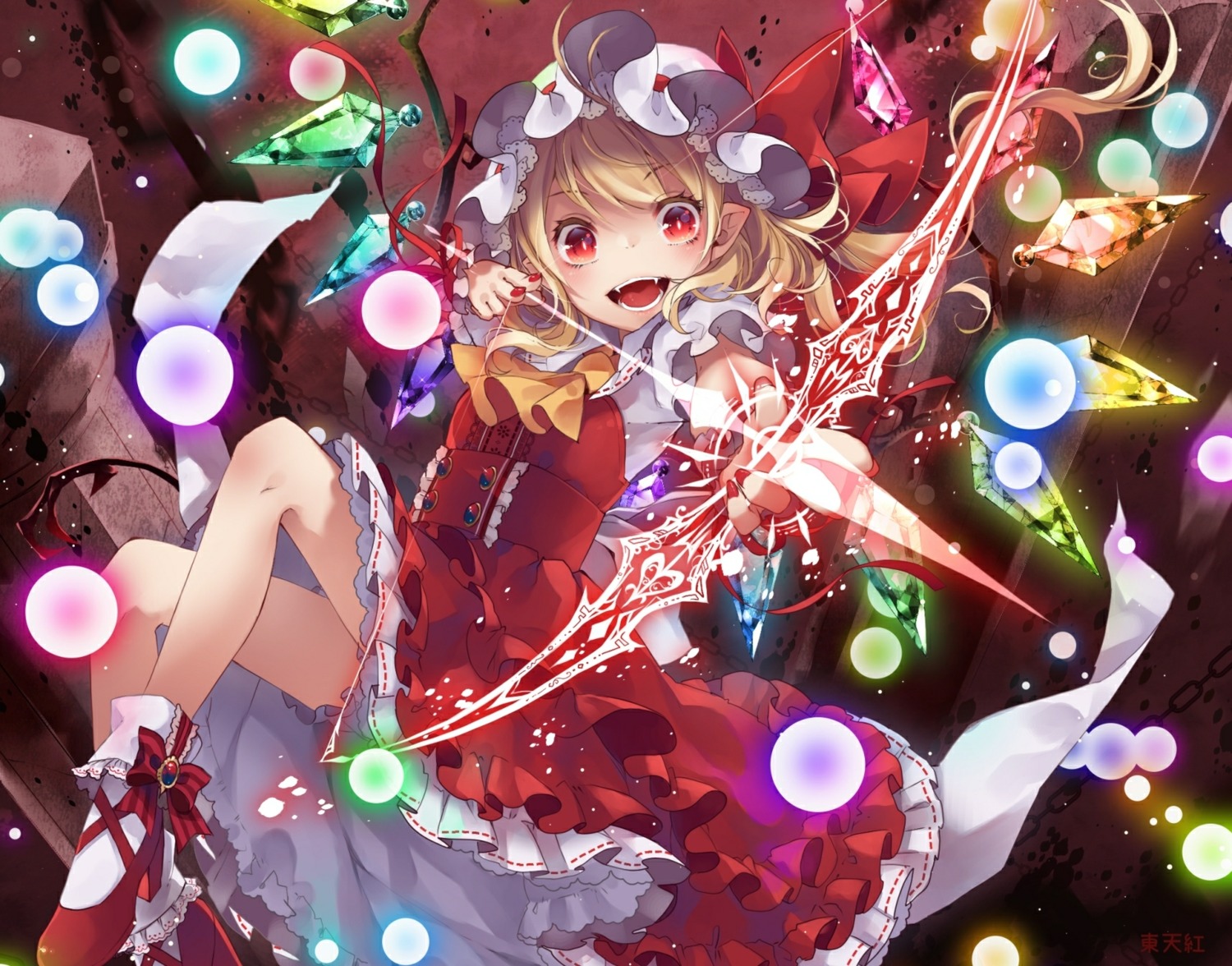 dress flandre_scarlet heels touhou toutenkou weapon wings