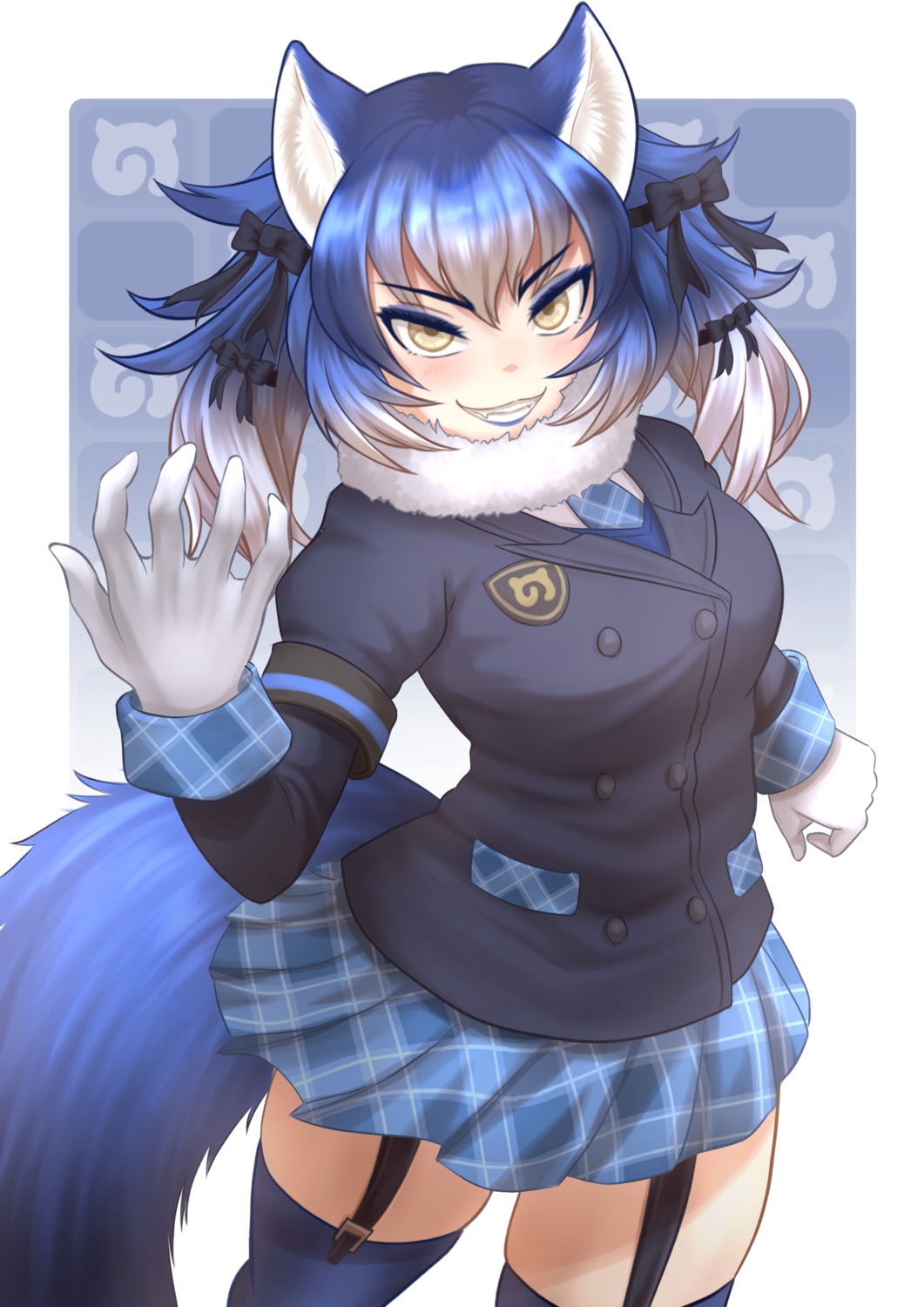 animal_ears dire_wolf ibuki_s_forpm kemono_friends stockings tail thighhighs uniform