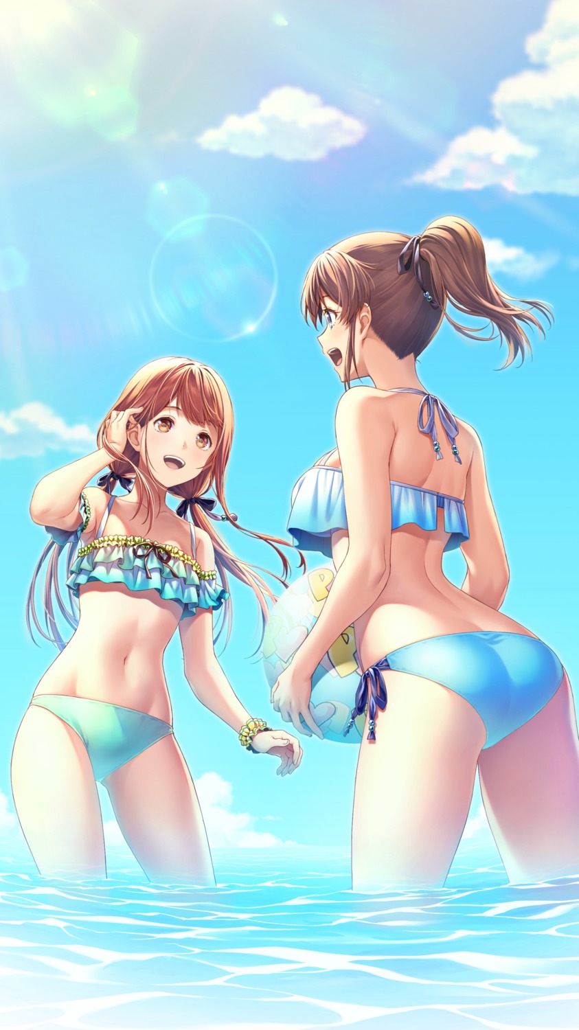 ass bikini nanaran satake_minako swimsuits tanaka_kotoha the_idolm@ster the_idolm@ster_million_live! wet