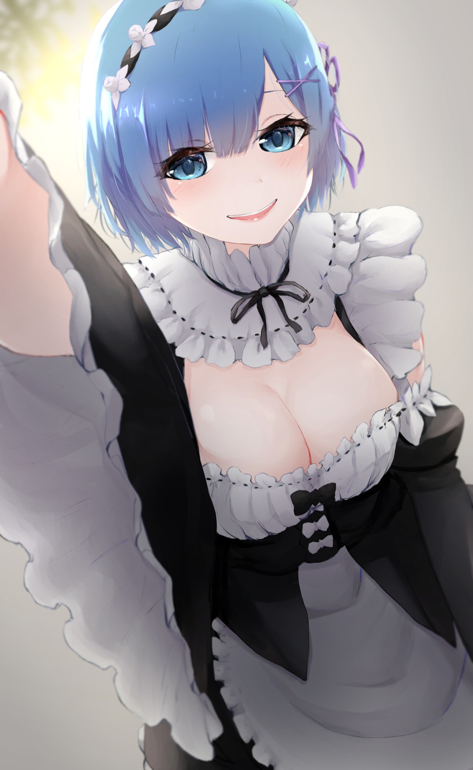 cleavage hitsuji_(sheepsb22) maid re_zero_kara_hajimeru_isekai_seikatsu rem_(re_zero)