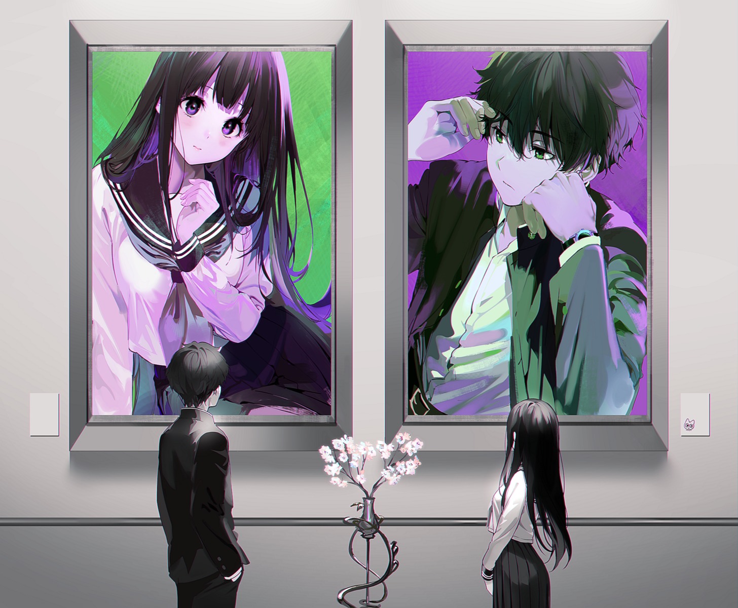 chitanda_eru hyouka mery_(yangmalgage) oreki_houtarou seifuku