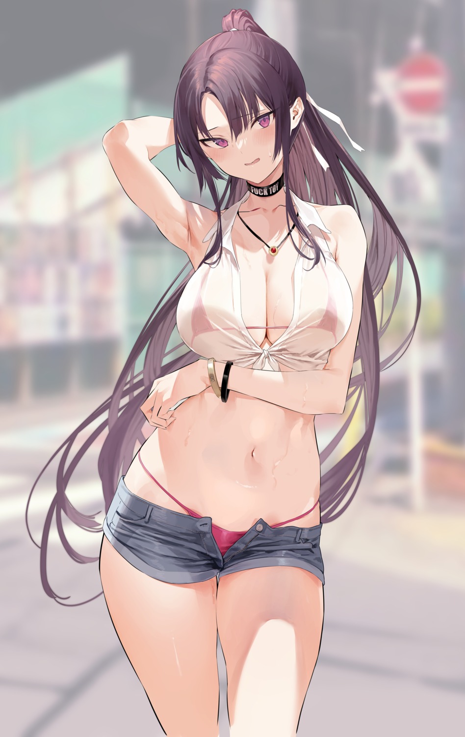 bikini dress_shirt hiiragi_yuuichi open_shirt see_through swimsuits