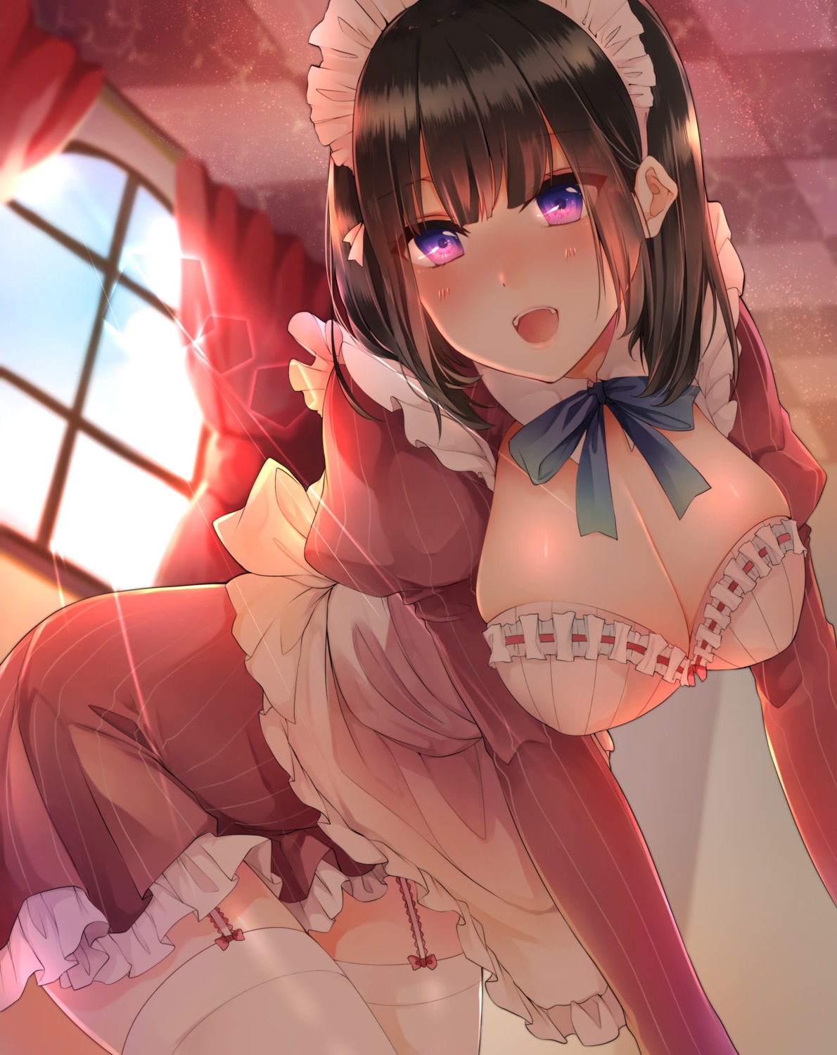 akit_(15jamjam) cleavage dress maid moe2015 stockings thighhighs