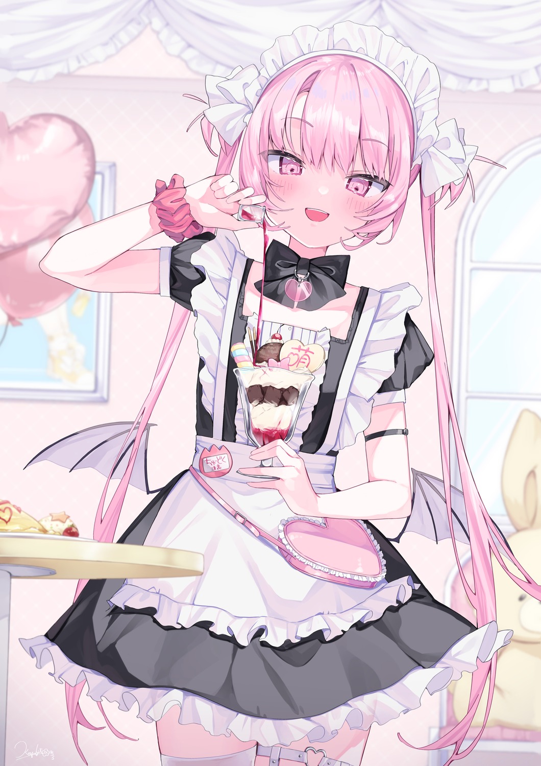 garter koyubita_beru maid thighhighs wings