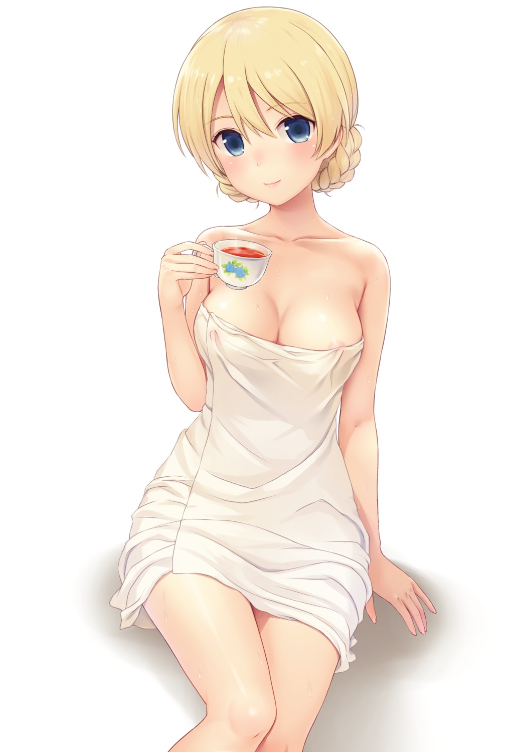 cleavage darjeeling erect_nipples girls_und_panzer n.g. towel