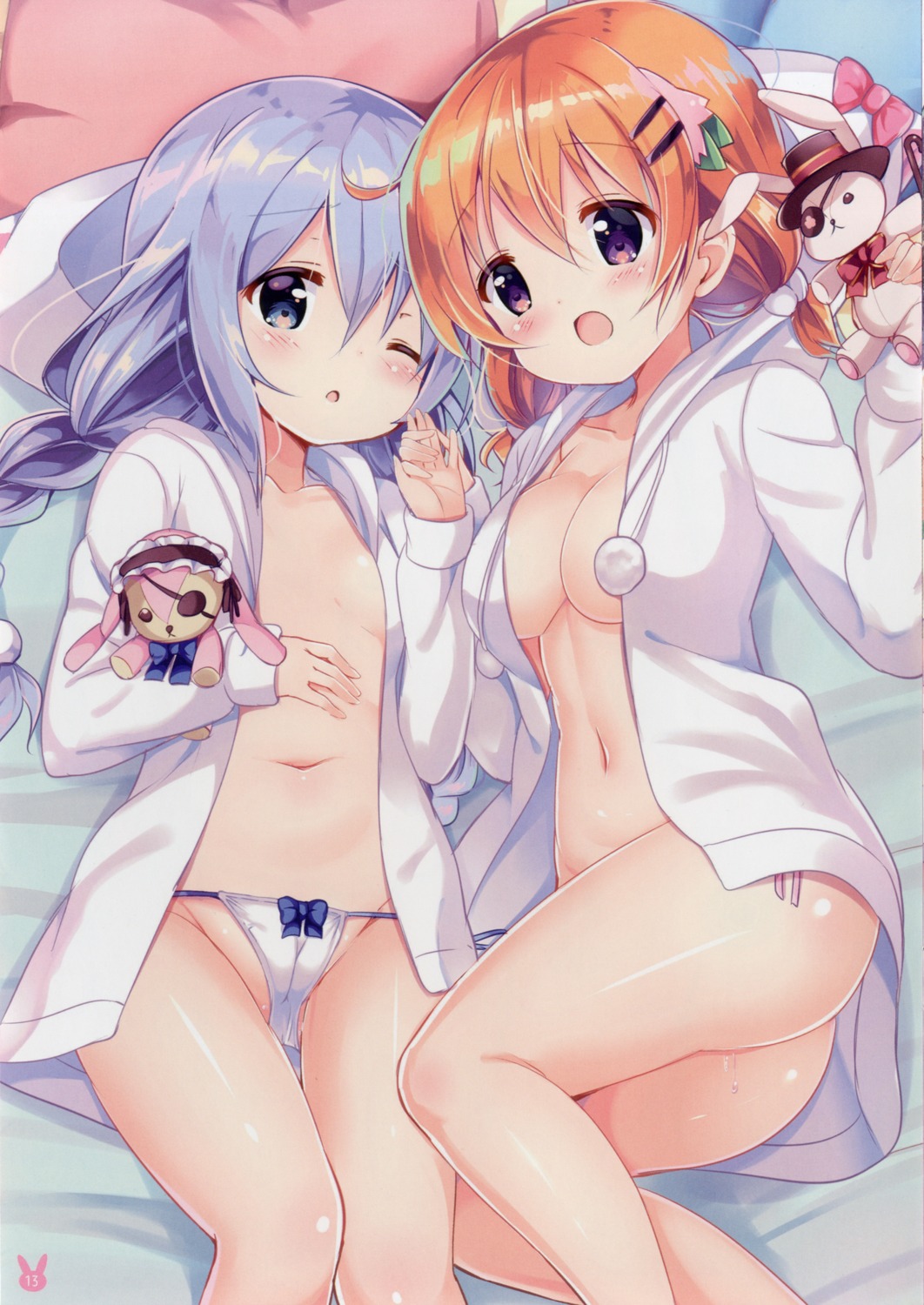 ass bottomless cameltoe gochuumon_wa_usagi_desu_ka? hoto_cocoa kafuu_chino kurou_(quadruple_zero) loli no_bra open_shirt pantsu string_panties thong