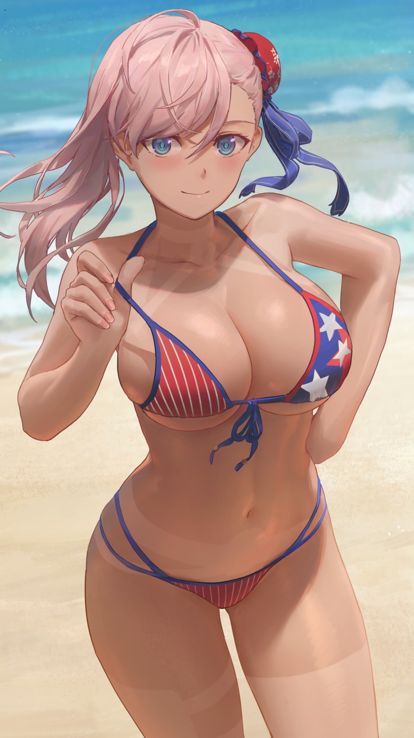 bikini fate/grand_order free_style_(yohan1754) miyamoto_musashi_(fate/grand_order) swimsuits tan_lines undressing