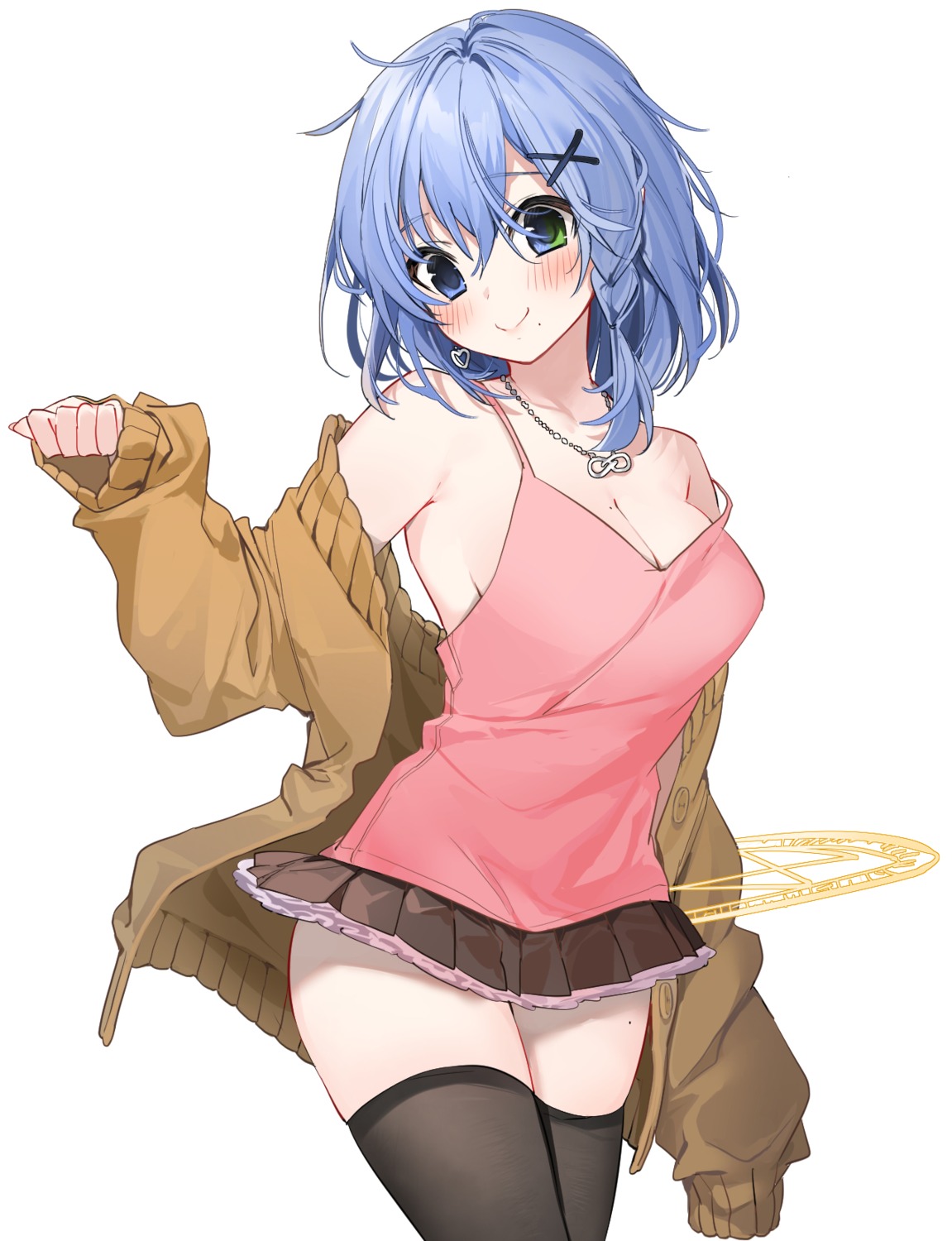 cleavage skirt_lift sweater thighhighs xretakex