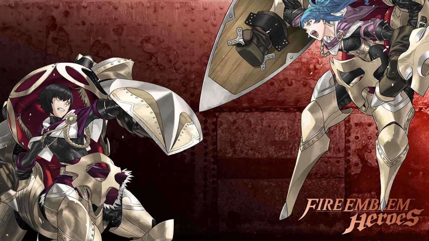 armor cleavage fire_emblem fire_emblem_heroes kozaki_yuusuke mecha_musume monster_girl nintendo otr reginn wallpaper