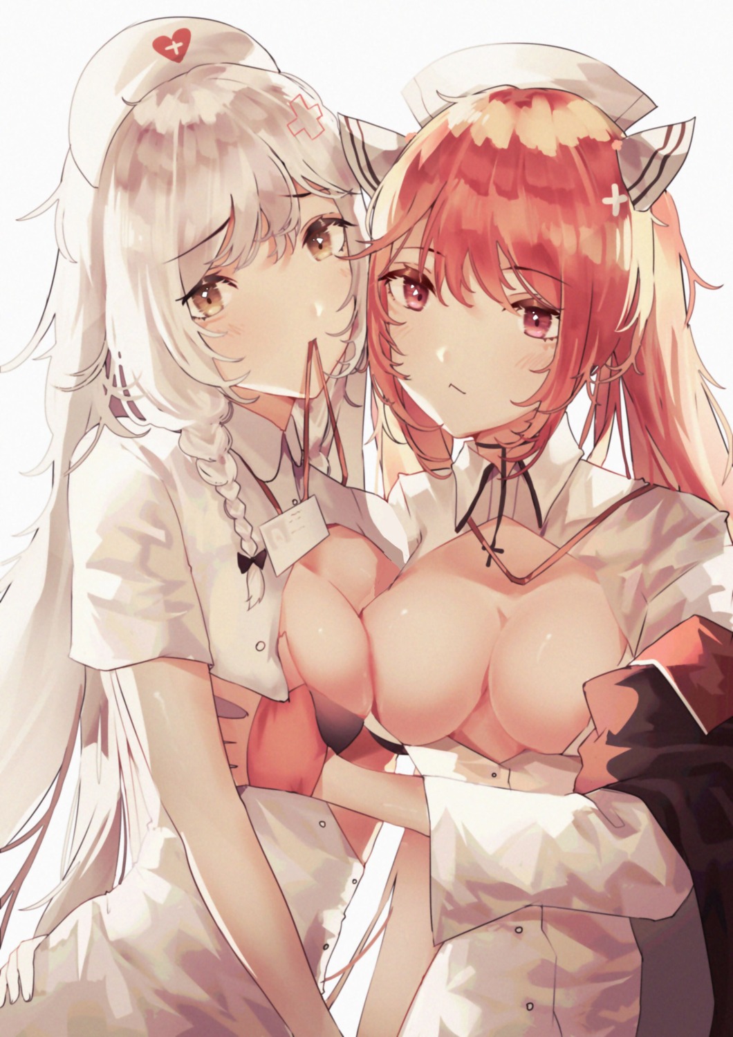 azur_lane bra breasts hermione_(azur_lane) nurse open_shirt perseus_(azur_lane) xiongshouji