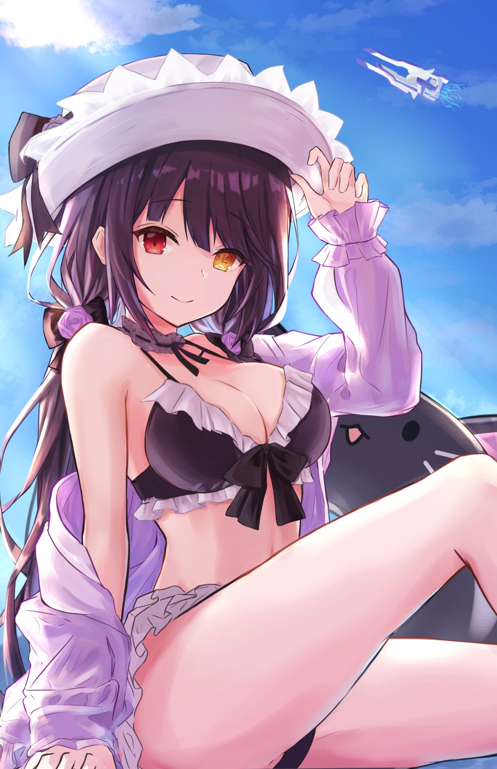 bikini date_a_live heterochromia open_shirt swimsuits toki_(pixiv_53312989) tokisaki_kurumi