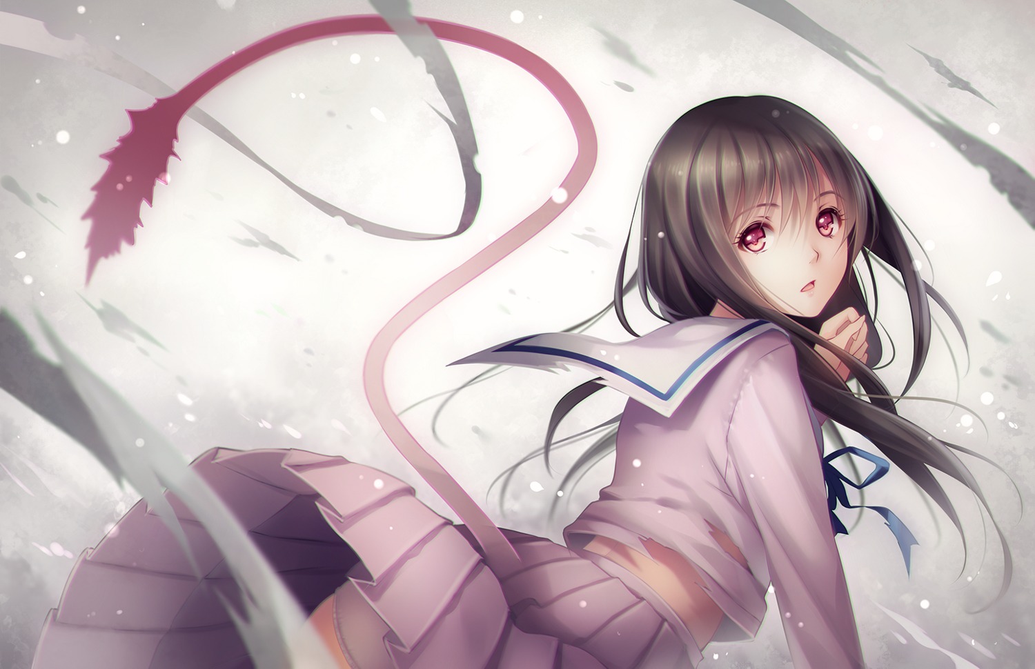 iki_hiyori noragami pantsu seifuku tail tidsean torn_clothes