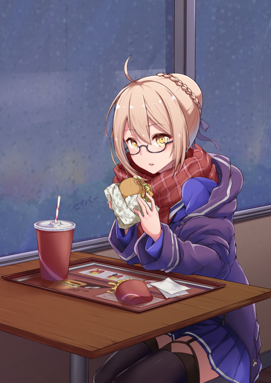 fate/grand_order heroine_x_alter megane seifuku shiunnkaku stockings thighhighs