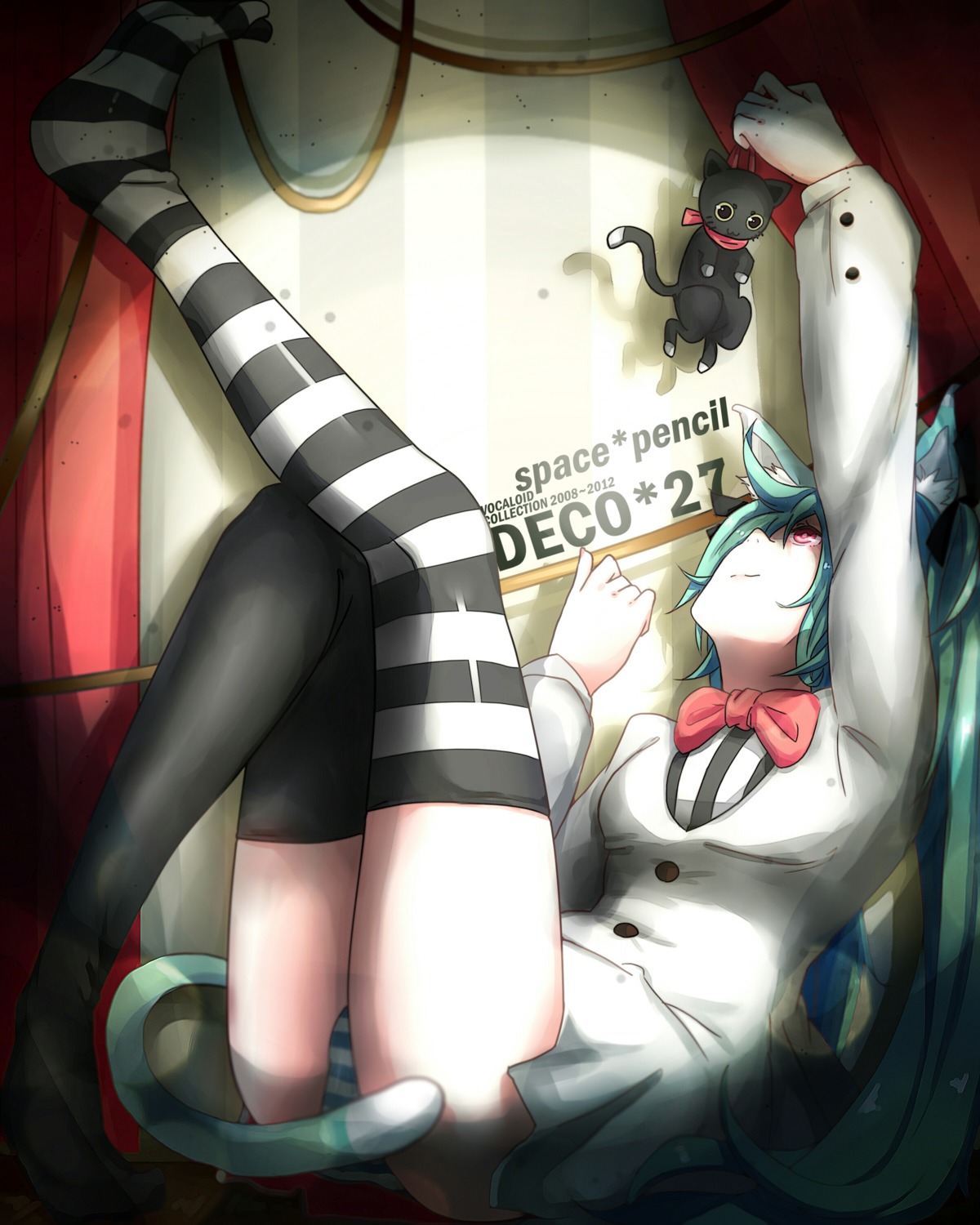 animal_ears hatsune_miku neko nekomimi pantsu shimapan suppakarn_prakobkij_(soompook2122) tail thighhighs vocaloid