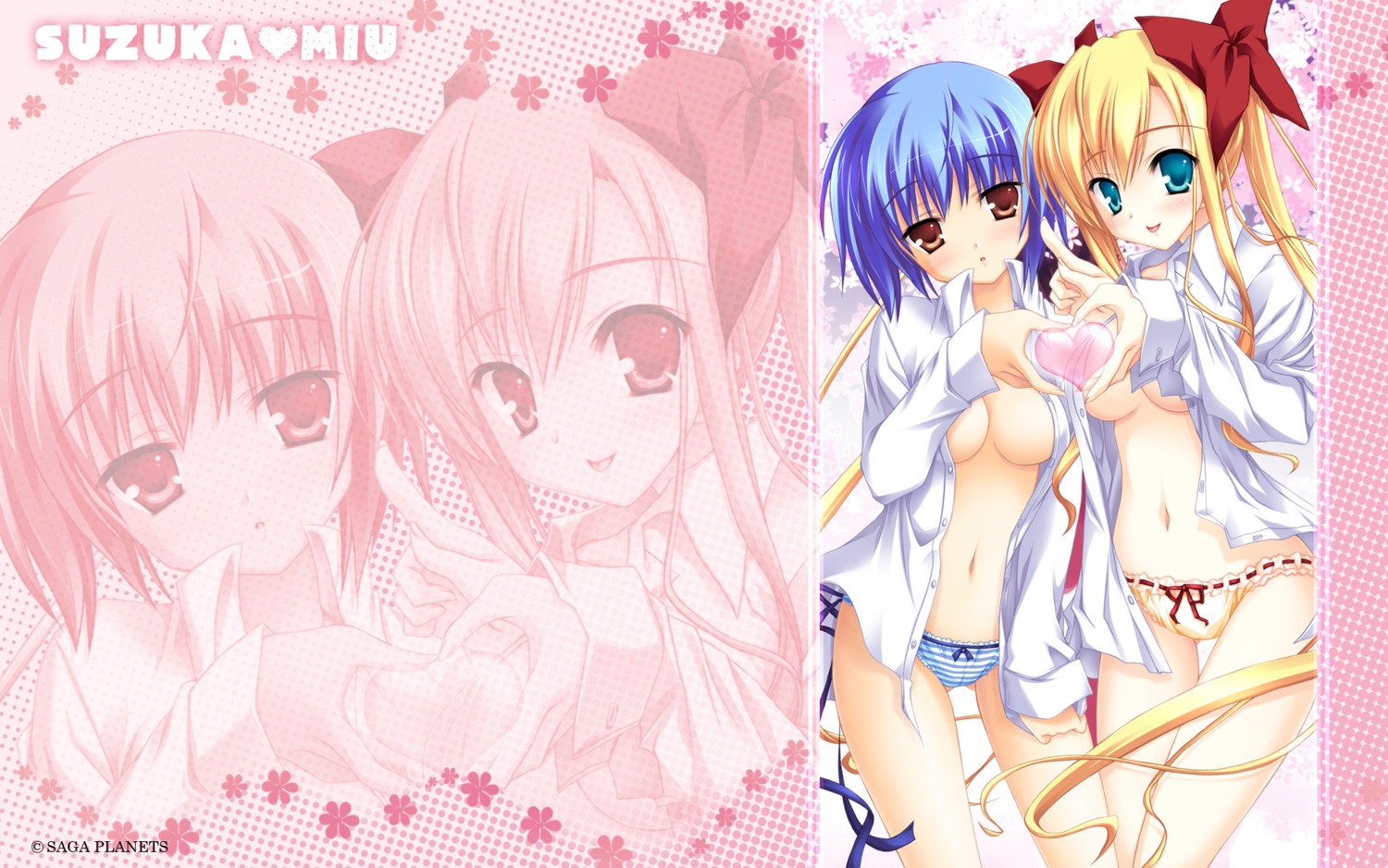 coming_x_humming!! kozakura_ryou no_bra open_shirt pantsu saga_planets shibayama_miu shimapan takatoo_suzuka wallpaper