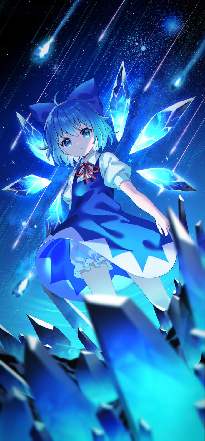 bloomers cirno dress skirt_lift touhou wings yuujin_(yuzinn333)