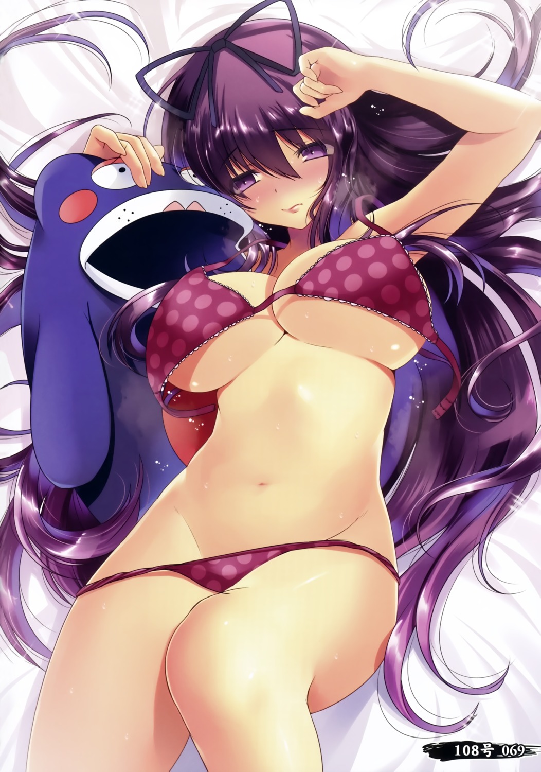 108_gou bra cleavage murasaki_(senran_kagura) pantsu panty_pull screening senran_kagura underboob