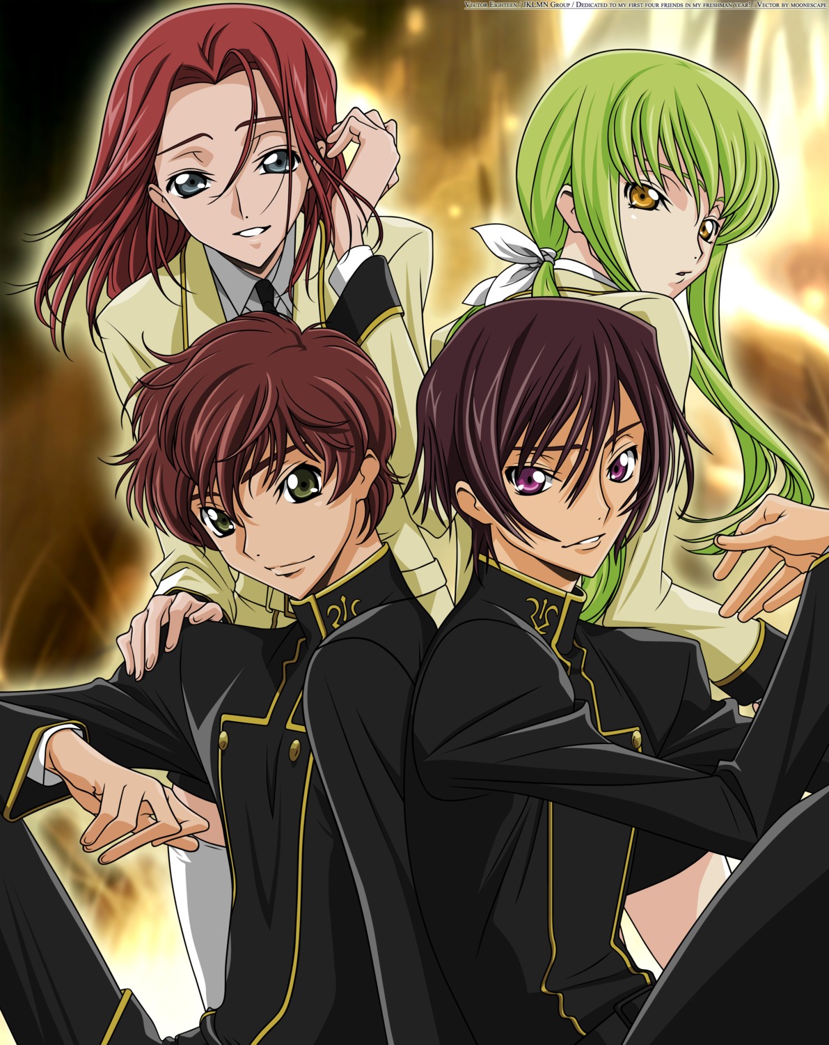 c.c. code_geass kallen_stadtfeld kururugi_suzaku lelouch_lamperouge seifuku vector_trace watermark