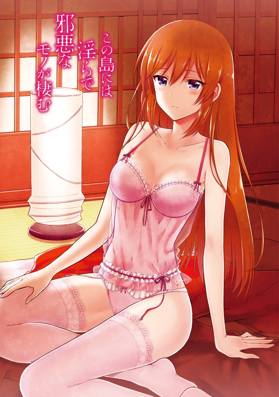 bra cleavage hara_tsumoi kono_shima_ni_wa_midara_de_jaaku_na_mono_ga_sumu lingerie pantsu see_through stockings thighhighs