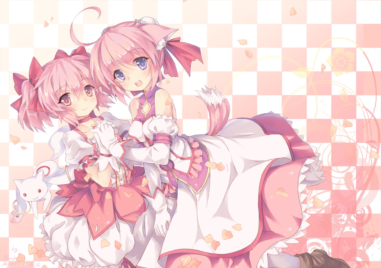 abyss_of_parliament animal_ears crossover dog_days inumimi kaname_madoka kyubey mahou_shoujo_madoka_magica millhiore_f_biscotti tail