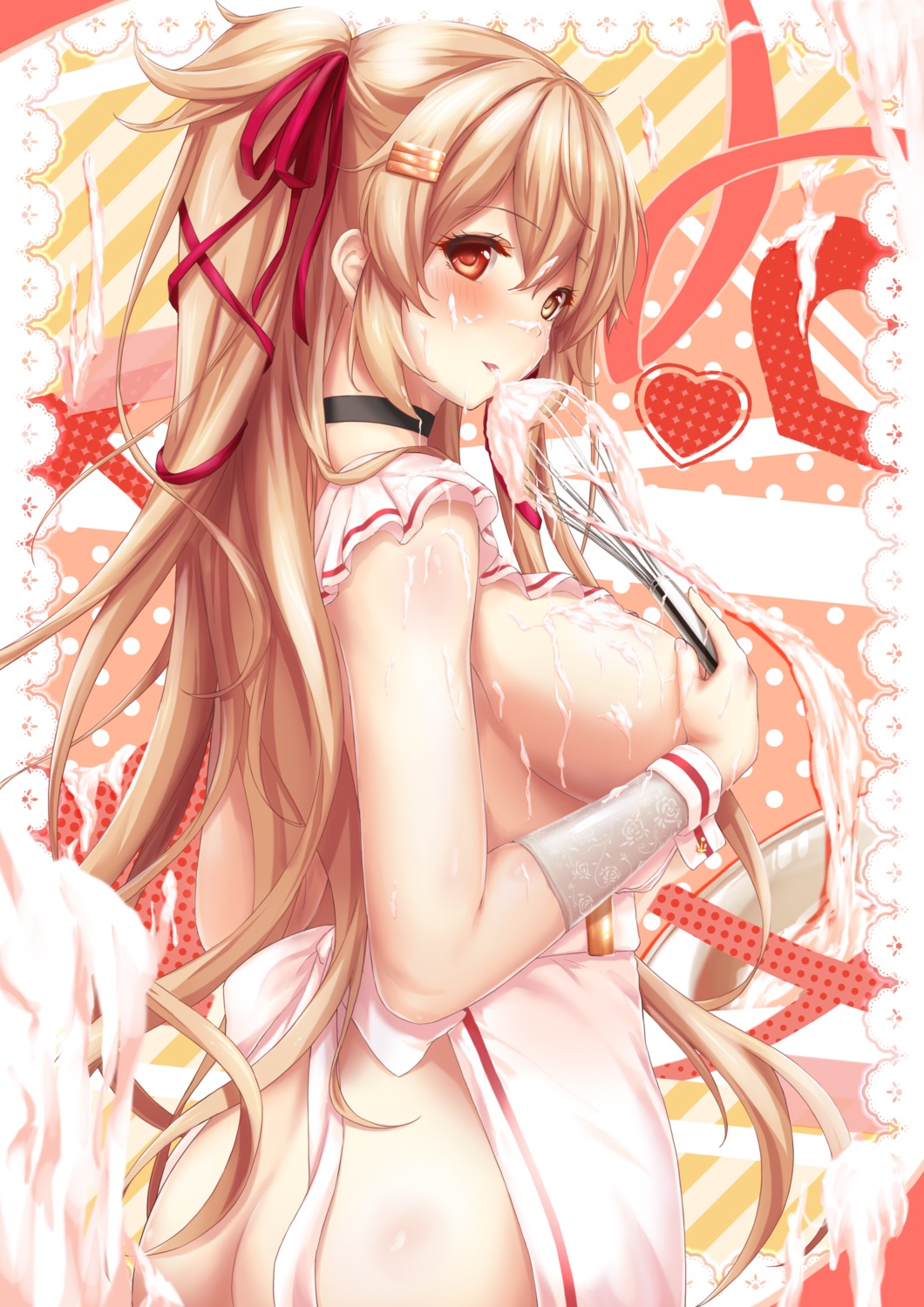 ass cream kantai_collection murasame_(kancolle) naked_apron yamataka