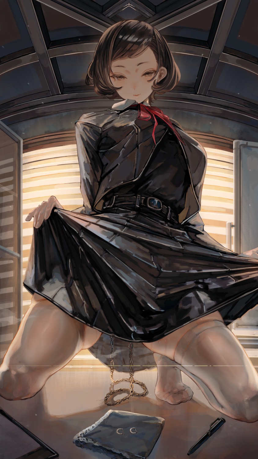 seifuku skirt_lift soleil_(soleilmtfbwy03) tagme thighhighs