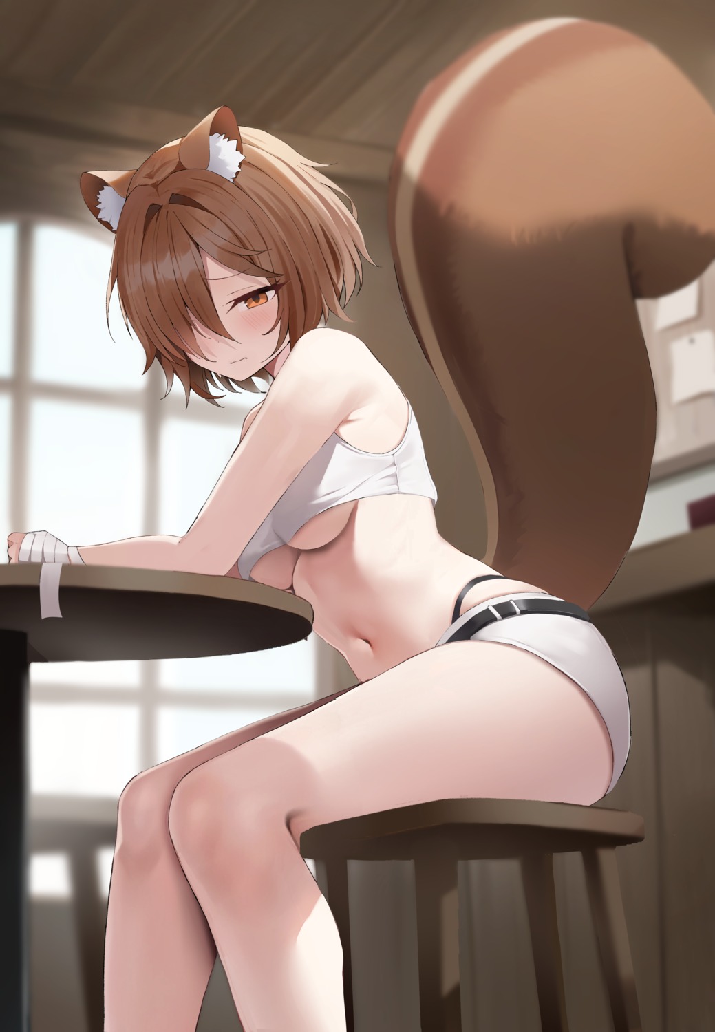 animal_ears bandages no_bra redshark tail underboob