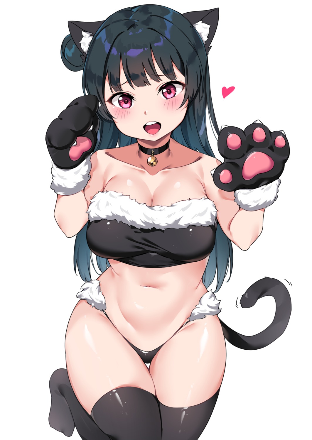 animal_ears cleavage love_live!_sunshine!! nekomimi pantsu tail tem10 thighhighs tsushima_yoshiko