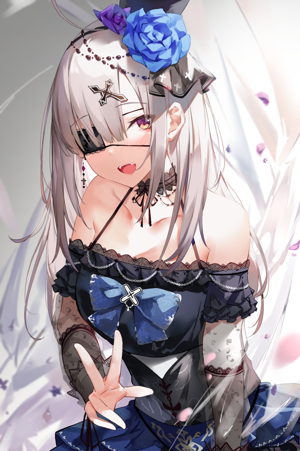 dress eyepatch gothic_lolita lolita_fashion nijisanji see_through sukoya_kana suzuame_yatsumi