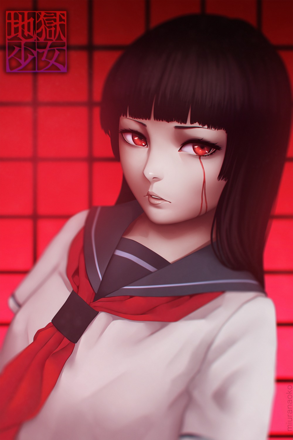 blood enma_ai jigoku_shoujo miura_naoko seifuku