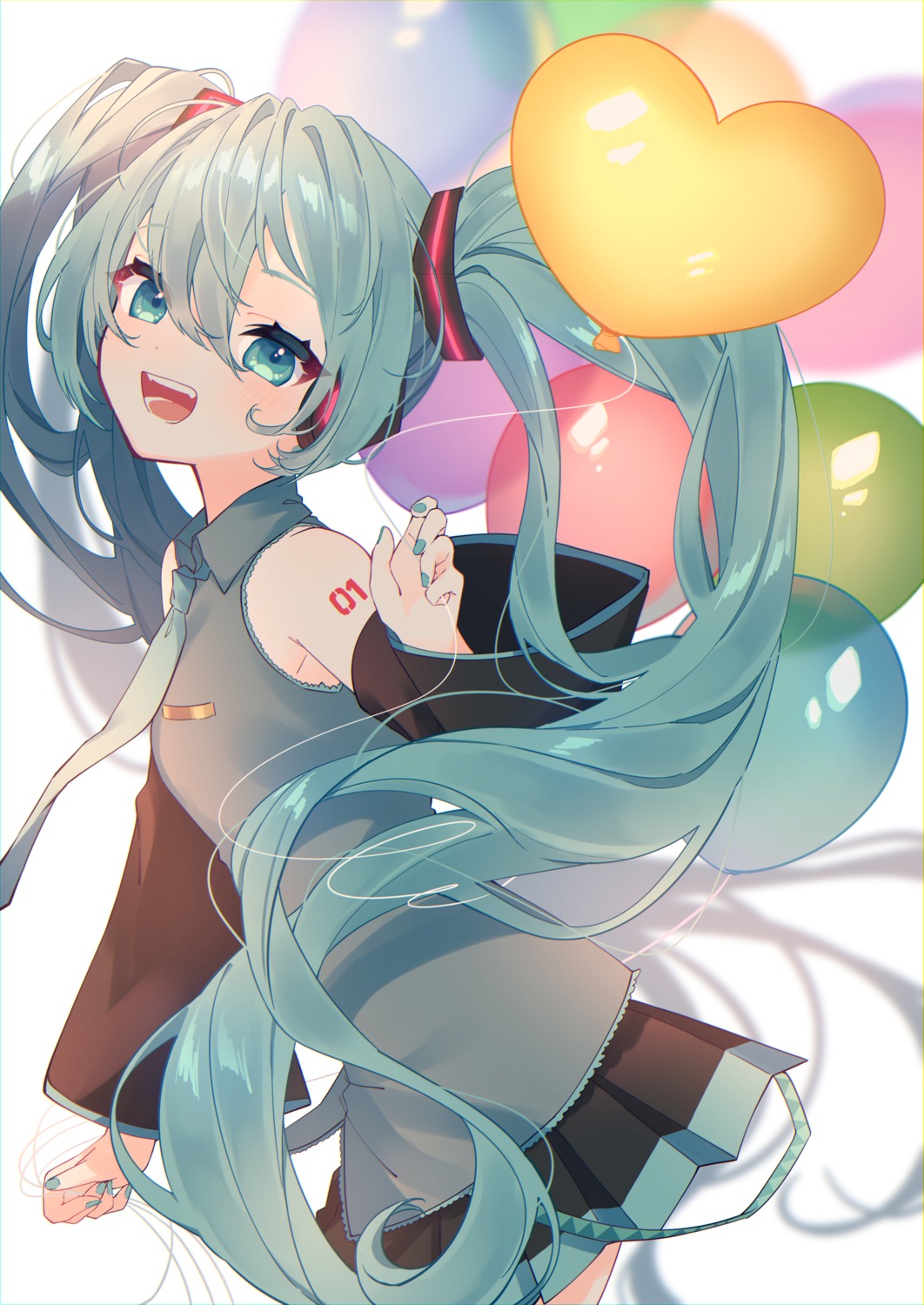 hatsune_miku headphones hinakano_h skirt_lift tattoo vocaloid