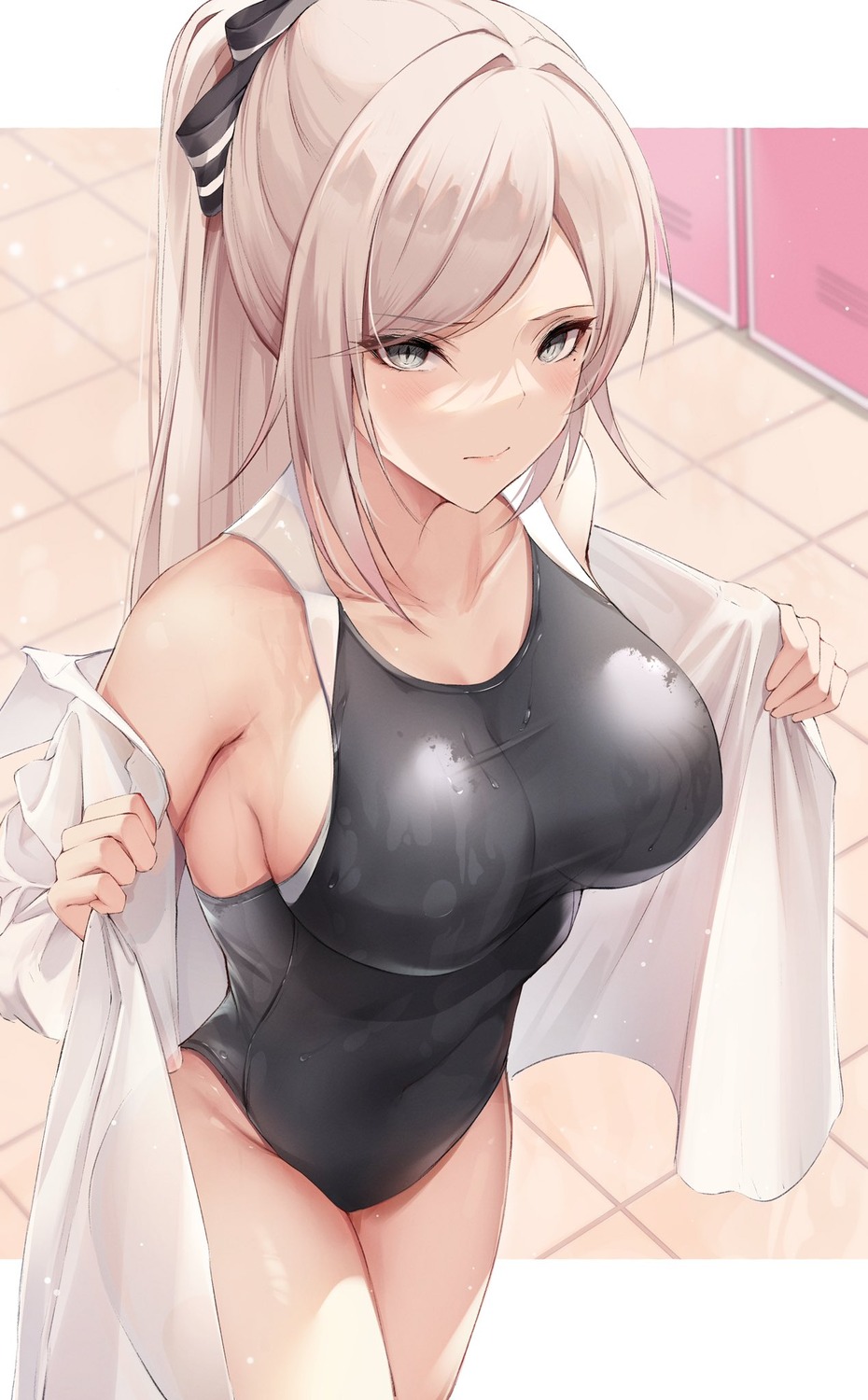 dress_shirt kisaki_oni swimsuits undressing wet