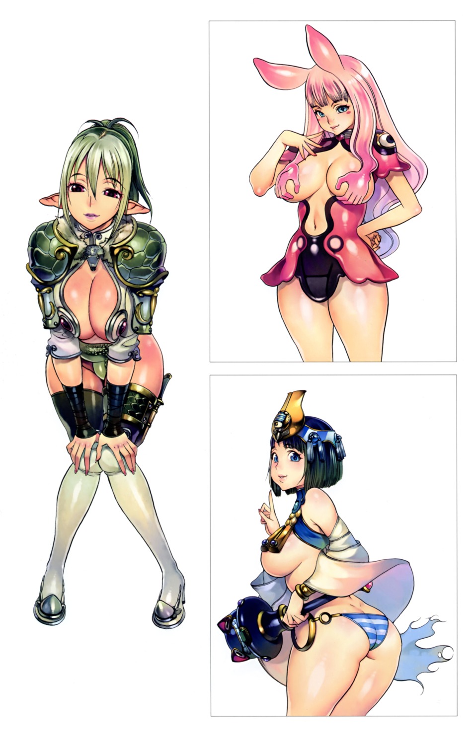 armor ass breast_grab breasts echidna f.s heels melona menace no_bra pantsu pointy_ears queen's_blade shimapan thighhighs weapon