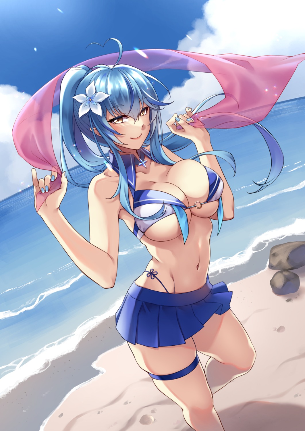 bikini elf garter hololive mibry_(phrysm) pointy_ears swimsuits yukihana_lamy