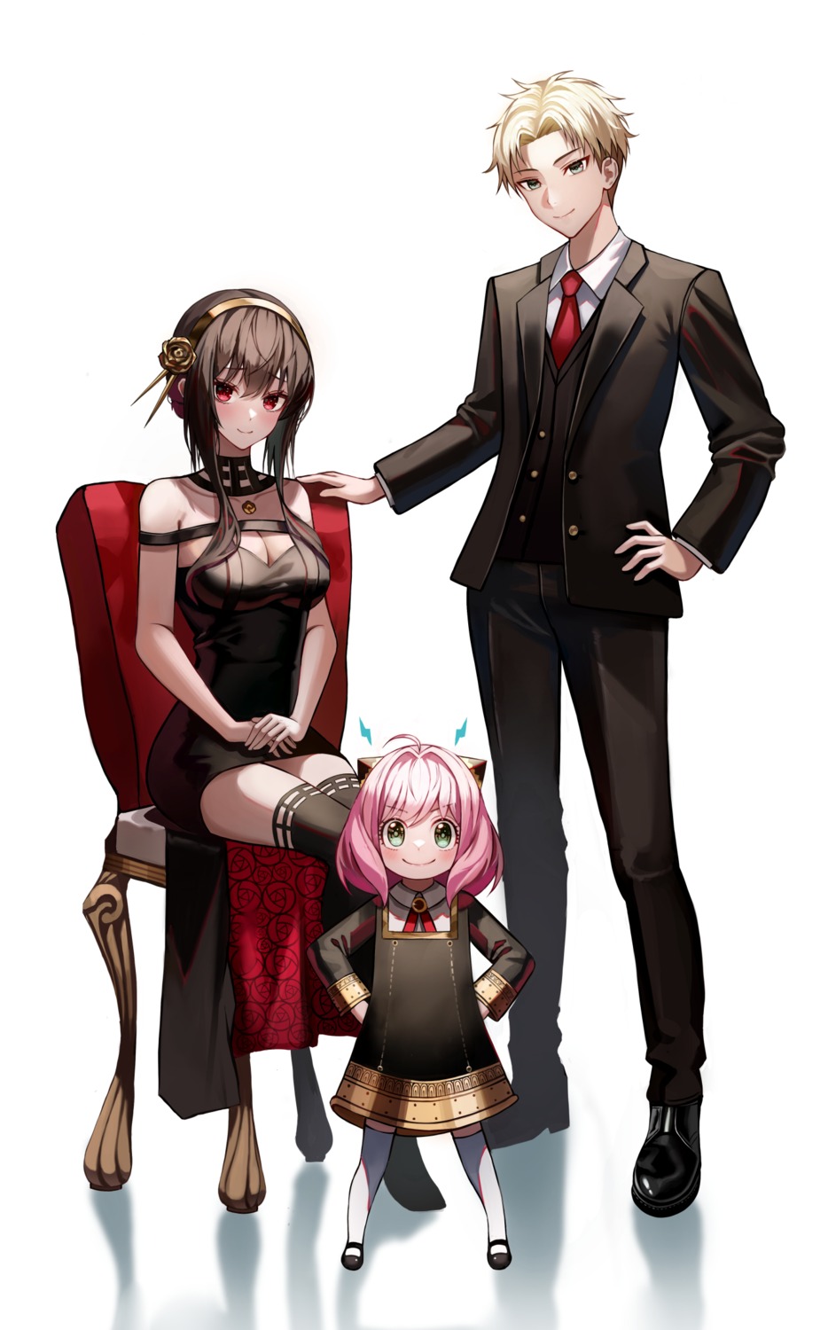 anya_forger business_suit cleavage dress loid_forger poise spy_x_family thighhighs yor_briar