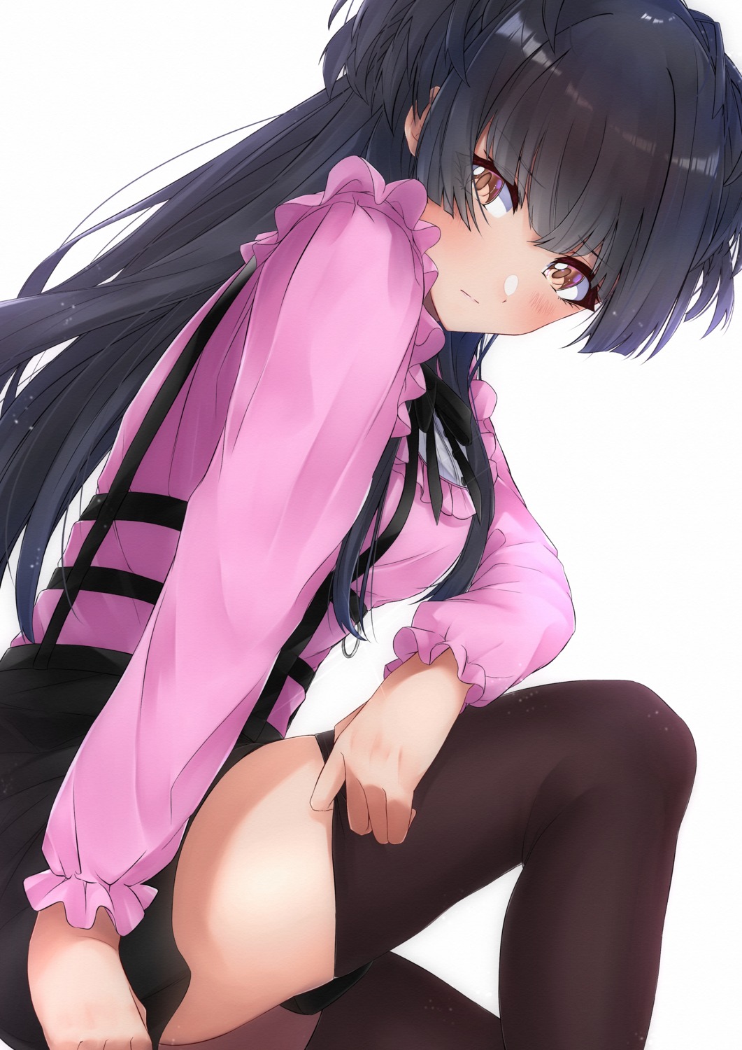 mayuzumi_fuyuko skirt_lift the_idolm@ster the_idolm@ster_shiny_colors thighhighs tutinako undressing