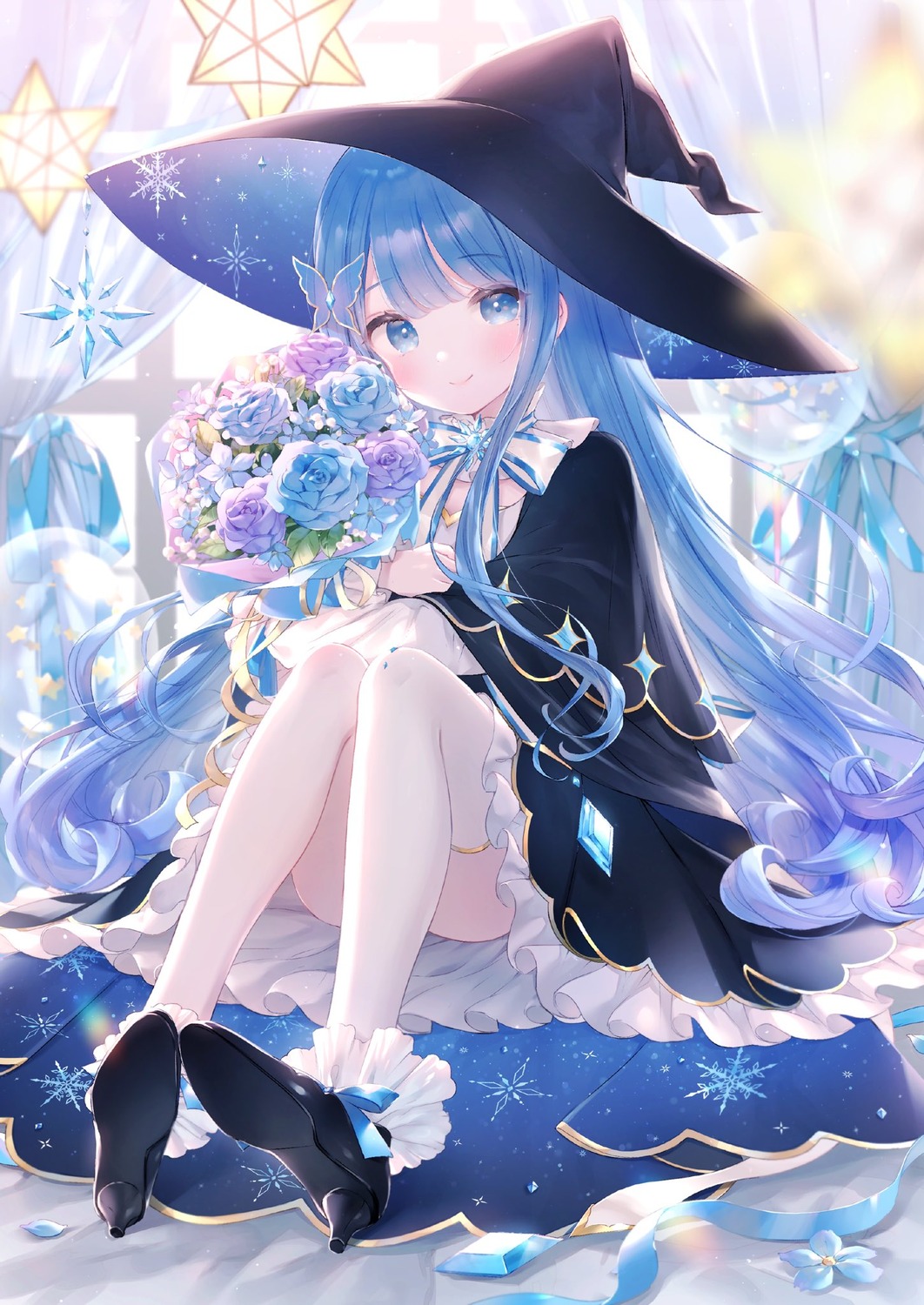 heels indie_virtual_youtuber m_ydayo shigure_sena skirt_lift thighhighs witch