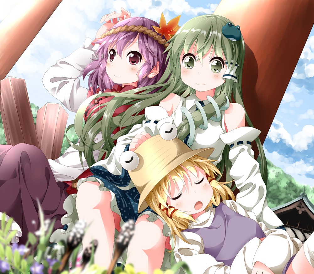 kochiya_sanae moriya_suwako touhou tsurukou yasaka_kanako