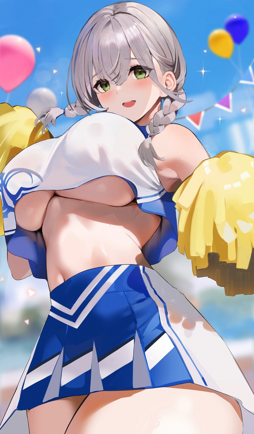 cheerleader hololive niii_(memstapak) no_bra shirogane_noel underboob