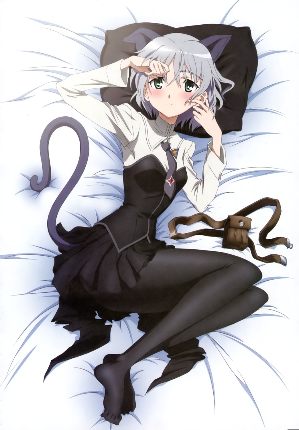 animal_ears nekomimi pantyhose paper_texture sanya_v_litvyak seifuku strike_witches tail