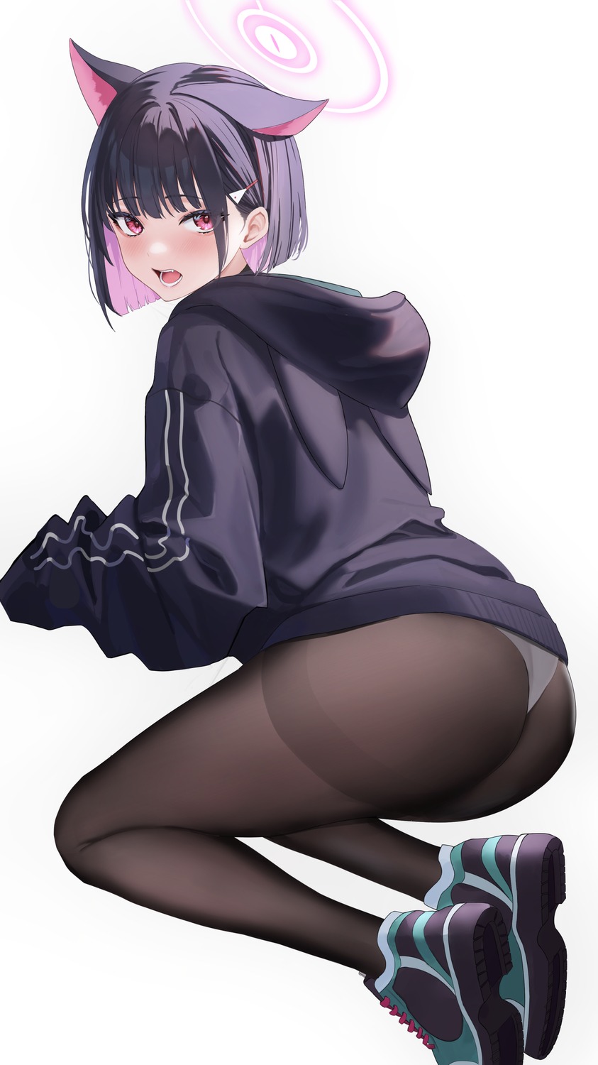 animal_ears ass blue_archive ebi_(ebimon0) halo kyouyama_kazusa nekomimi pantsu pantyhose thong