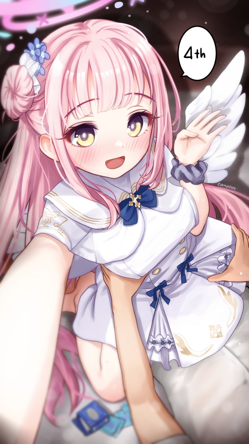 angel blue_archive breast_grab comodomodo dress misono_mika selfie sex wings