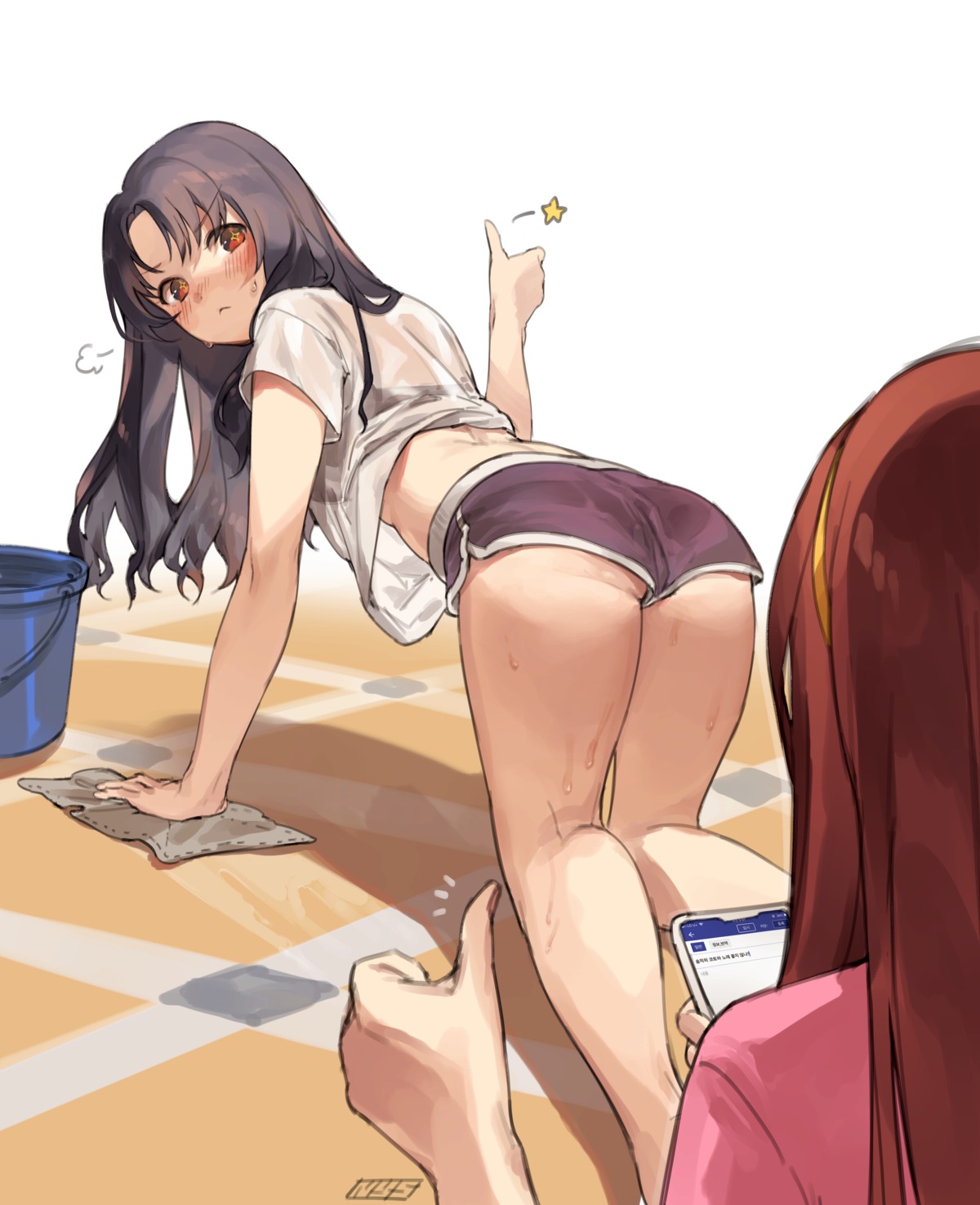 ass bra nys see_through shirt_lift takayama_sayoko tanaka_kotoha the_idolm@ster the_idolm@ster_million_live! wet_clothes