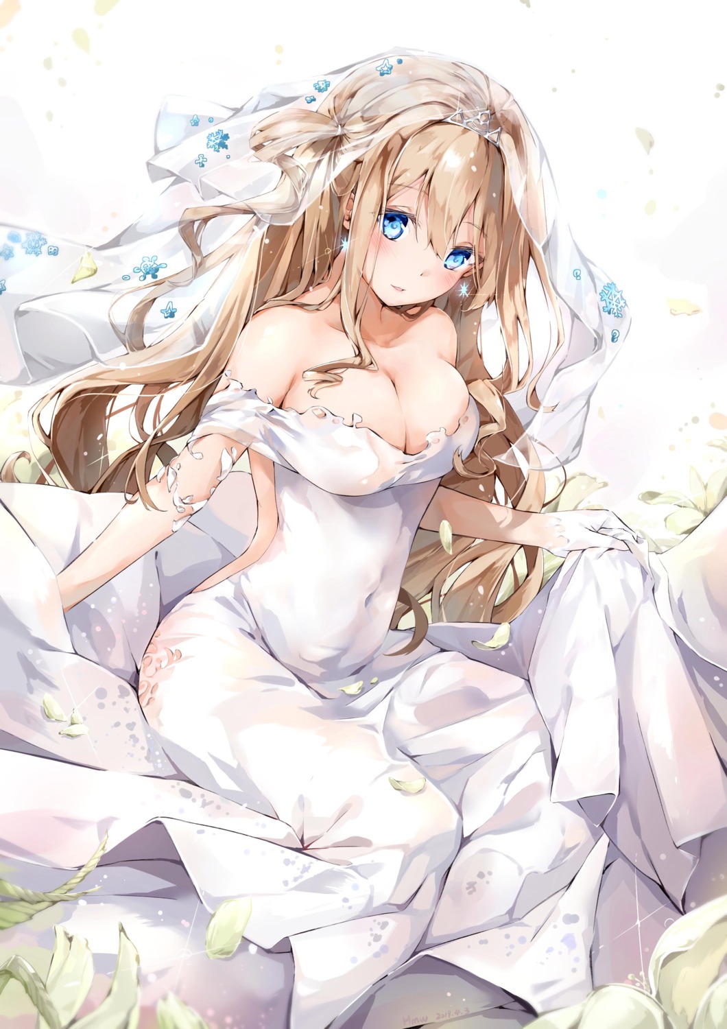 dema_hmw dress girls_frontline skirt_lift suomi_kp31_(girls_frontline) wedding_dress