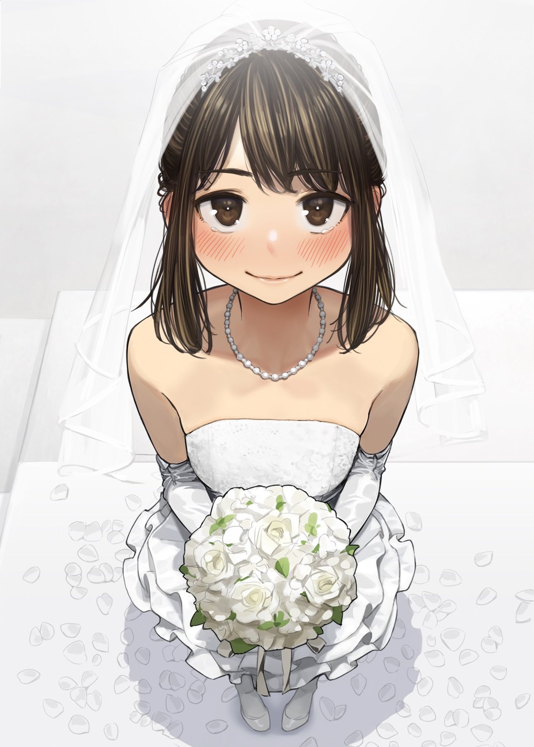 dress ganbare_douki-chan no_bra wedding_dress yom
