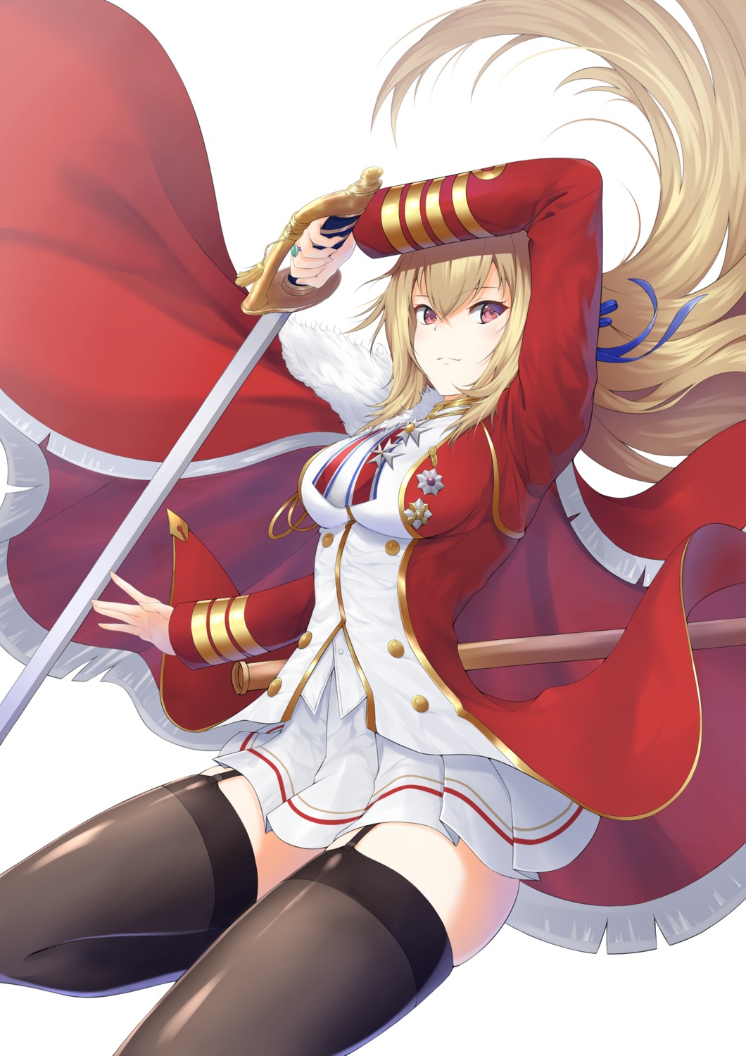 azur_lane hajika king_george_v_(azur_lane) stockings sword thighhighs uniform