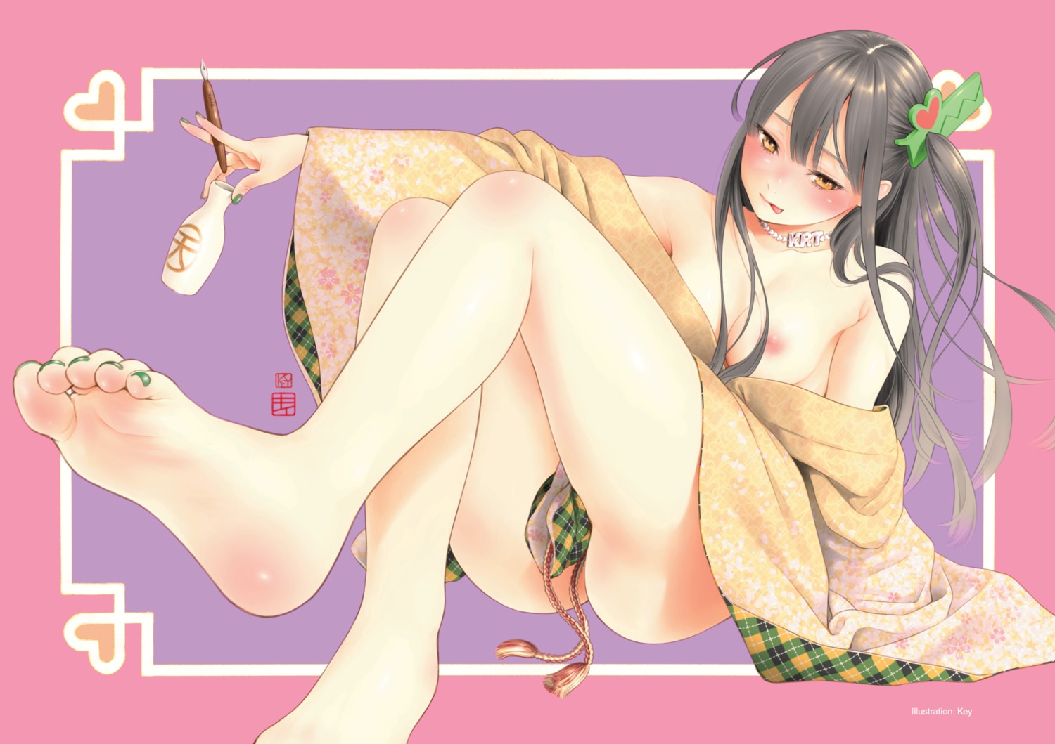 breasts comic_kairakuten feet key_(mangaka) nipples undressing yukata