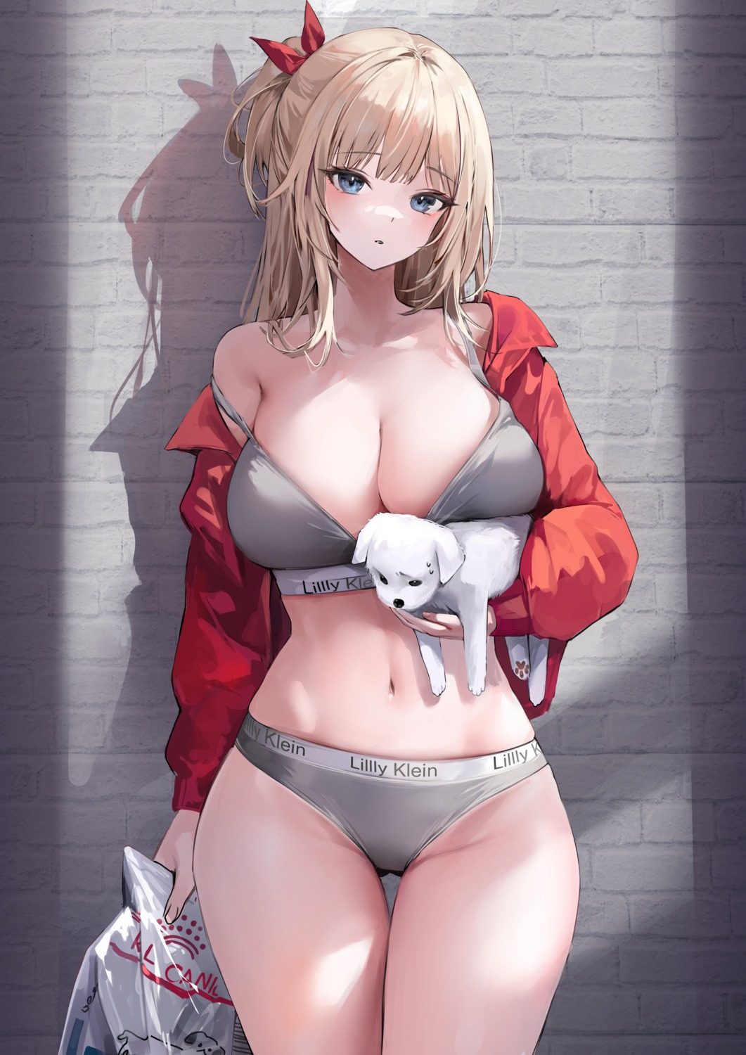 bra lillly lillly_(character) open_shirt pantsu sweater