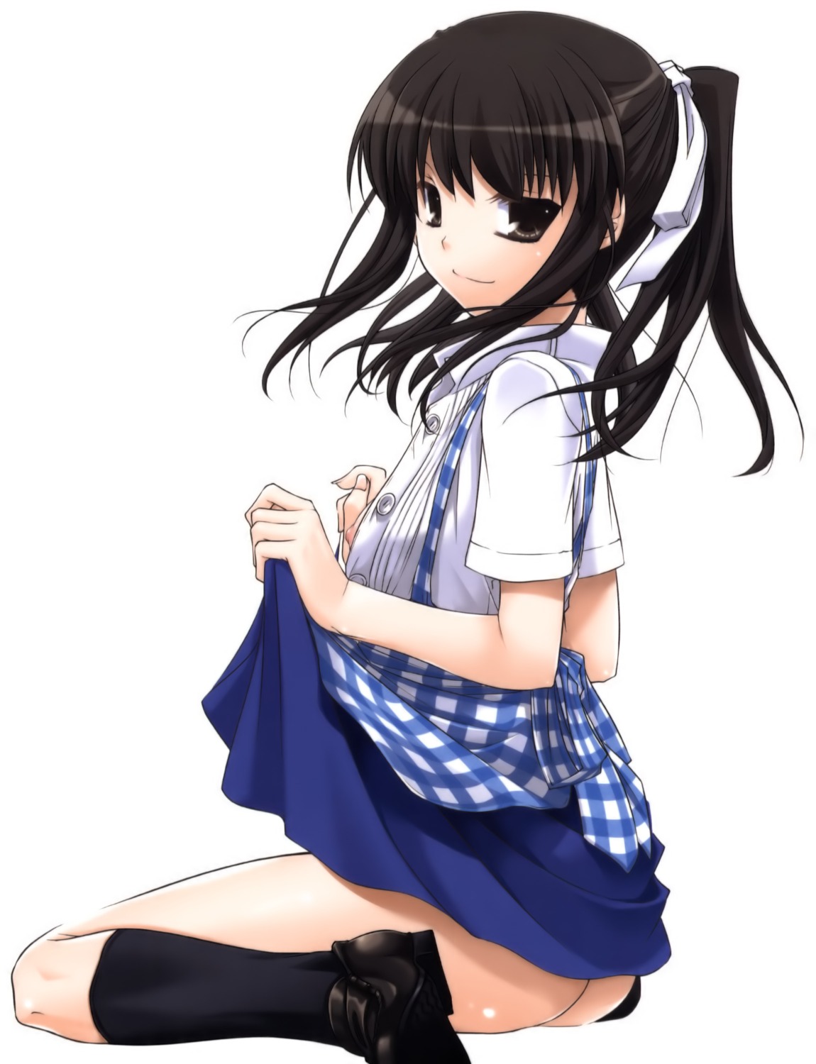 digital_lover jpeg_artifacts nakajima_yuka nipples nopan open_shirt seifuku skirt_lift